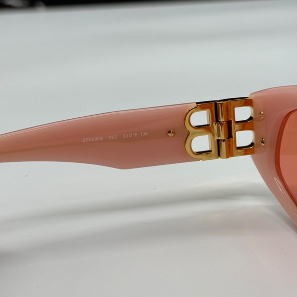 Balenciaga Pink Sunglasses with Gradient Red Lenses and Gold BB Accents main image 4